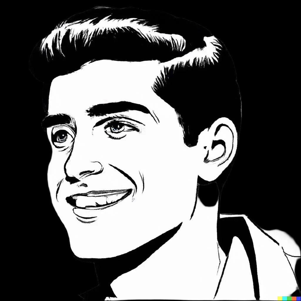 Black and white illustration of a man